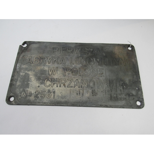 8023 - A cast alloy cabside plate - reputedly from locomotive TY45 398, dated 1950, corner a/f 39.5 x 21cm