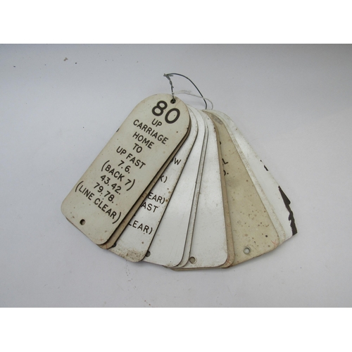 8050 - Ten traffolite signal box lever plates