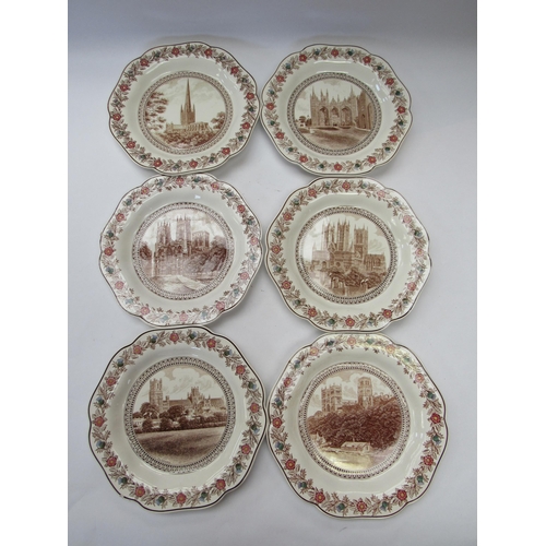 8055 - A set of six LNER china Cathedral Plates of the first series consisting of Durham, Norwich, Peterbor... 