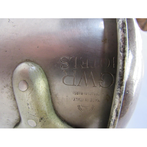 8056 - A cast handled lidded pot, stamped GWR Hotels to the side and GWR to the lid and similar tankard, al... 