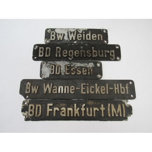 8064 - Five cast alloy German Railways locomotive plates a/f