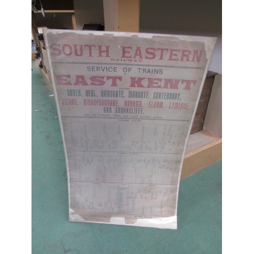 8072 - A South Eastern Railway Service of trains poster timetable for East Kent - Dover - Deal - Ramsgate -... 