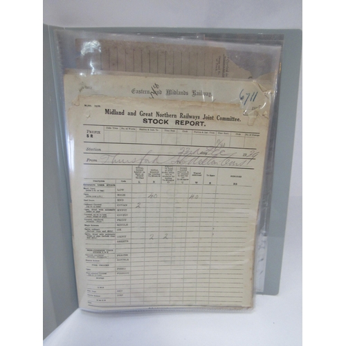 8174 - A folder containing mixed telegrams, paperwork etc from the EMR and M&GN including some time tables