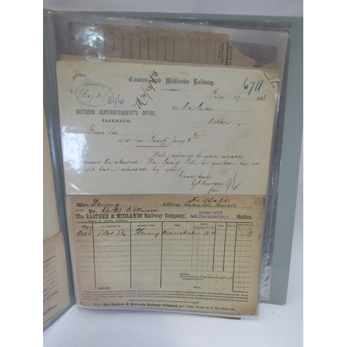 8174 - A folder containing mixed telegrams, paperwork etc from the EMR and M&GN including some time tables