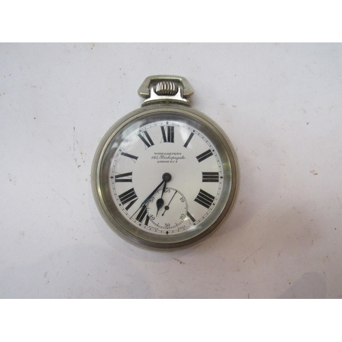 8180 - A Winegartens of Bishopgate London railway regulator pocket watch, with white enamel Roman numeric d... 