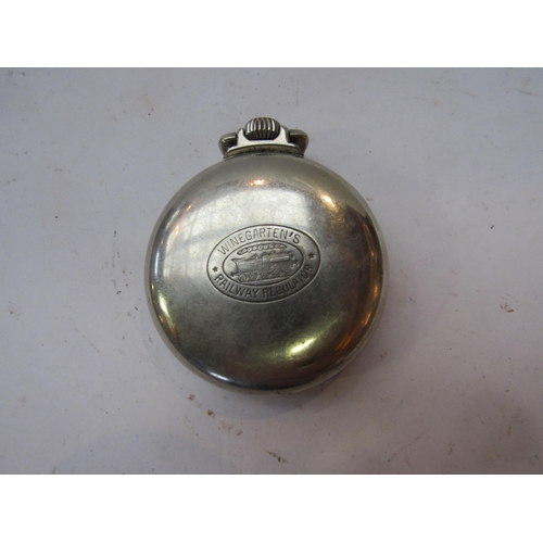 8180 - A Winegartens of Bishopgate London railway regulator pocket watch, with white enamel Roman numeric d... 