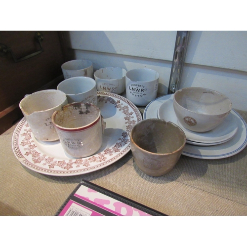 8197 - A quantity of LNWR cups, saucers, LNER plates and others including Great Central Railway plate, all ... 