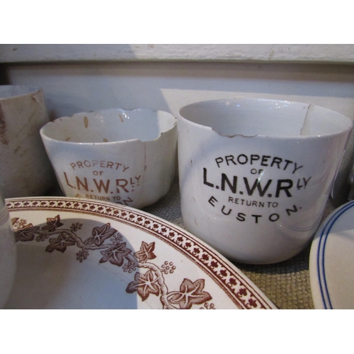 8197 - A quantity of LNWR cups, saucers, LNER plates and others including Great Central Railway plate, all ... 