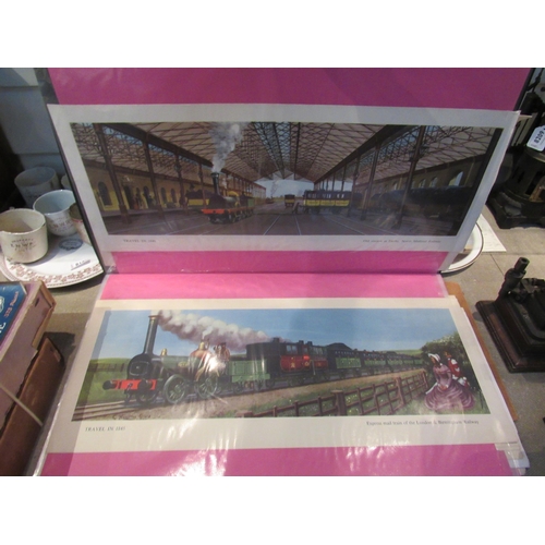 8203 - A folder containing various loose carriage prints including 'Old Station at Derby', 'North London Ra... 