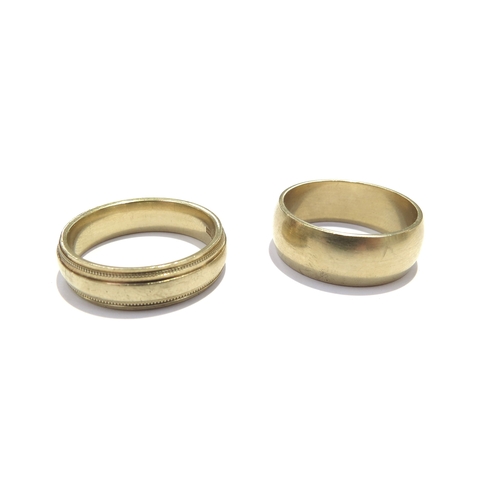 9421 - Two 9ct gold wedding bands, sizes U, 14.9g