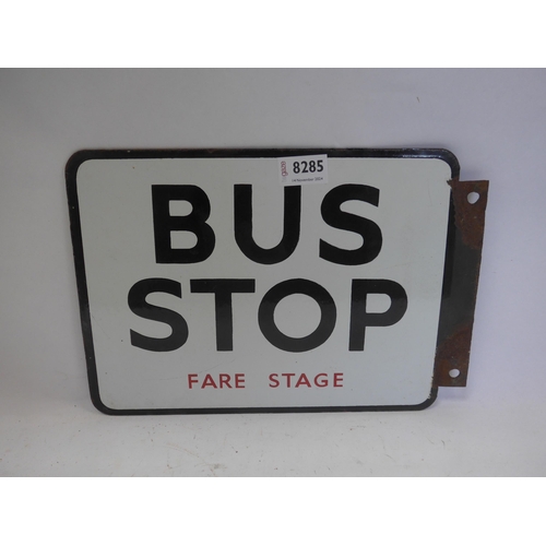 8285 - A double sided enamel Bus Stop sign, 33cm x 23cm