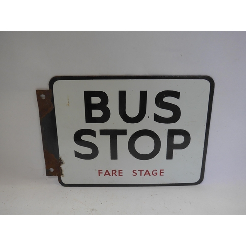 8285 - A double sided enamel Bus Stop sign, 33cm x 23cm