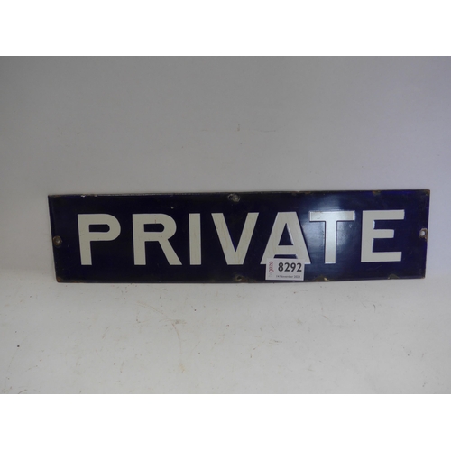 8292 - An enamel sign; Private, 38cm x 9cm