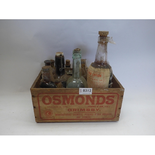 8312 - A wooden Osmonds box with mixed contents