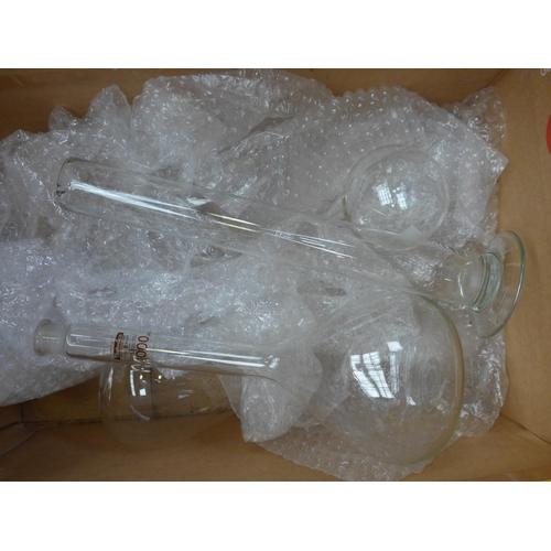 8351 - A box of conical glass science jars