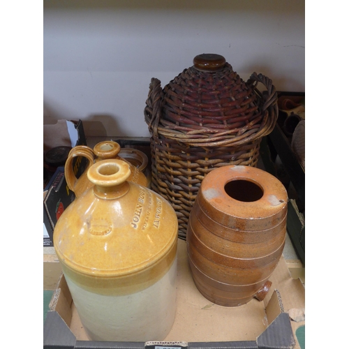 8382 - Stoneware flagon, barrel etc