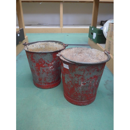 8389A - Two painted galvanised fire buckets