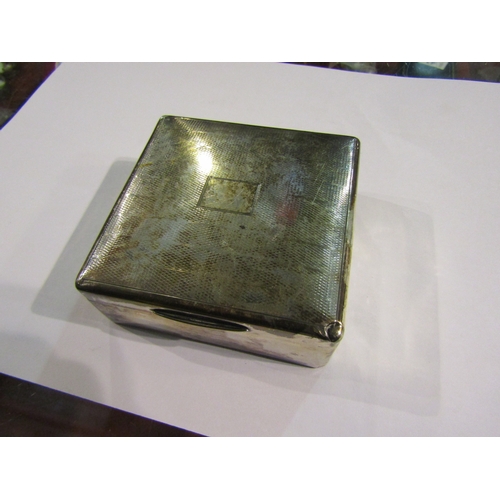 4492 - Two silver cigarette boxes both with dents and wood lined interiors.  6cm x 13.5cm and 3.5cm x 8.5cm... 