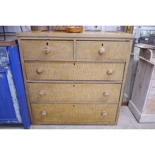 2085 - A Victorian scumbled painted birds eye maple split chest of two over three drawers