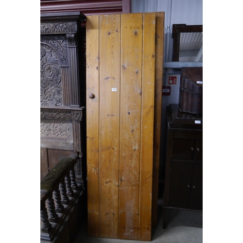 2097 - Two Victorian pine plank farmhouse doors, 183cm x 53cm and 183cm x 56cm