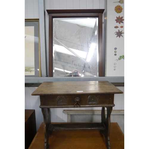 2397 - A 1930s oak single drawer side table with dressing mirror