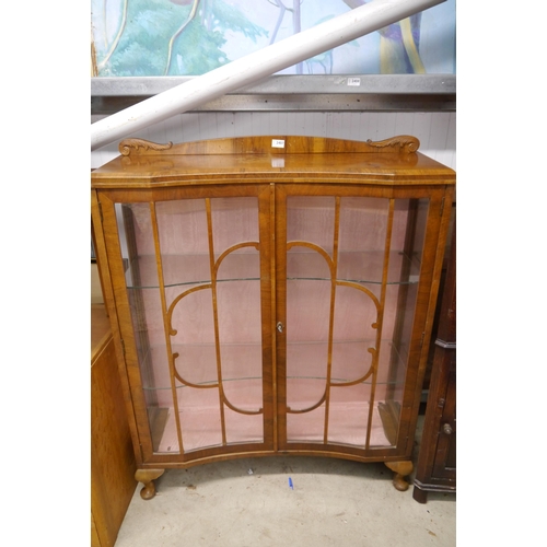 2407 - A walnut glazed display cabinet