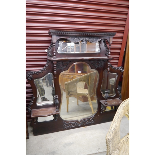 2440 - A Victorian mahogany overmantel mirror