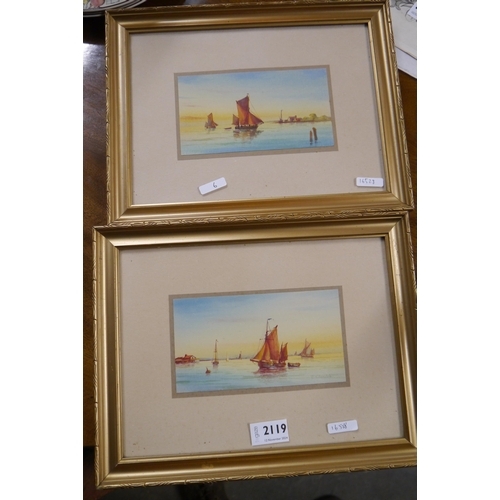 2119 - A pair of early 20th Century marine watercolours, gilt framed by G M Avondale