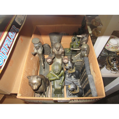 1563 - A quantity of Egyptian themed resin figures and book-ends (11)