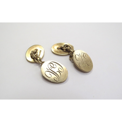 9431 - A pair of 9ct gold monogrammed cufflinks, 16.4g