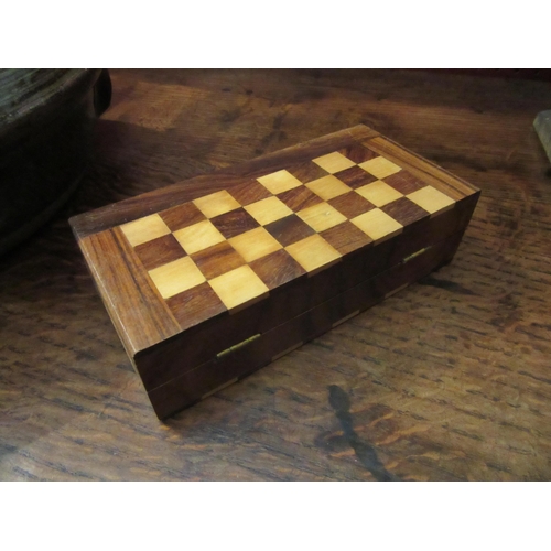 4082 - A wooden travelling games compendium set with chess, backgammon, draughts etc.