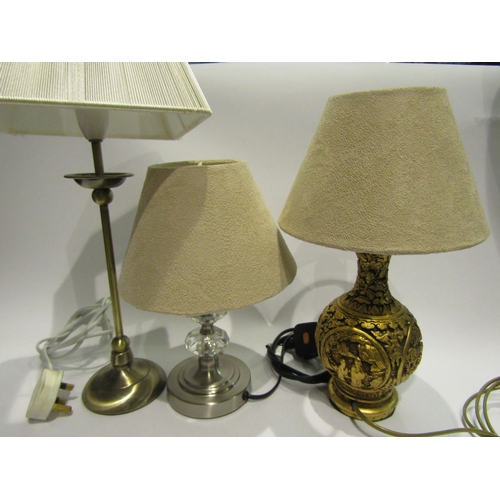 4448 - Three assorted modern table lamps with shades