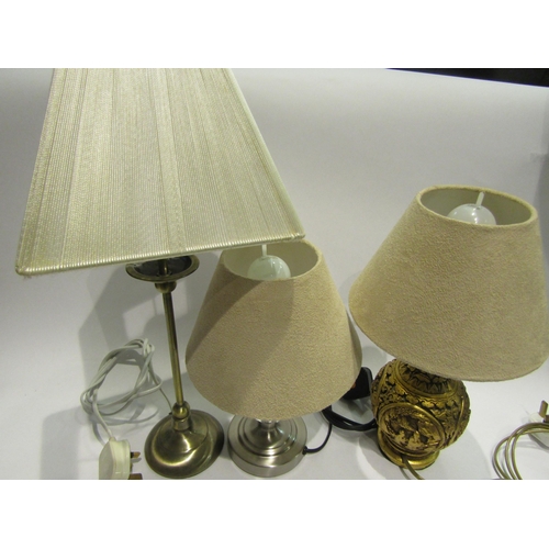 4448 - Three assorted modern table lamps with shades