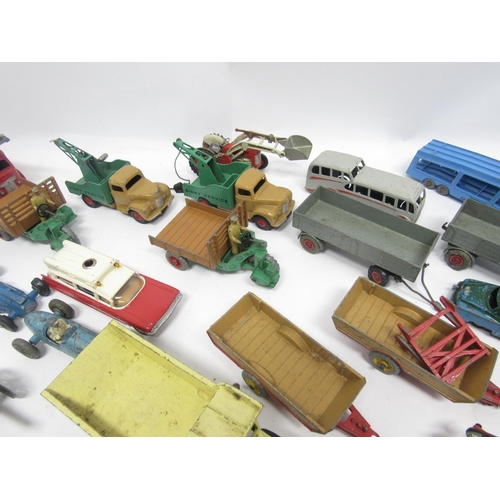 9374 - A collection of loose and playworn diecast model vehicles and accessories to include Crescent racing... 