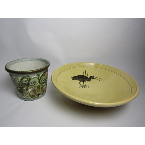 4300 - A Nicholas Hurle studio pottery bowl, 27cm diameter, a studio bowl marked R.S and a Poole Glynn Coll... 