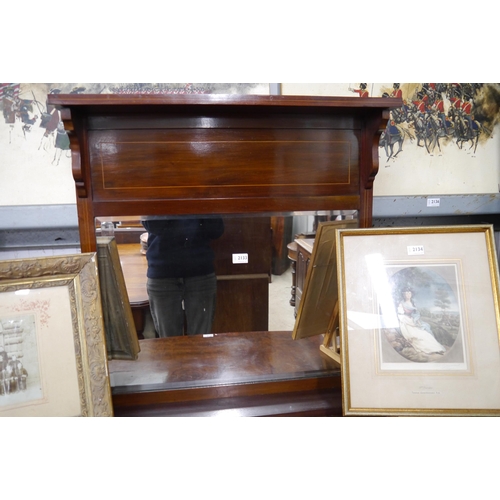 2137 - An Edwardian inlaid mahogany wall mirror with bevelled glass plate