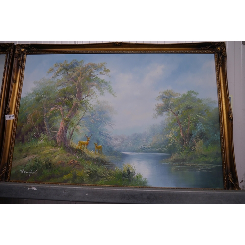 2138 - A pair of gilt framed oils on canvas of waterscapes