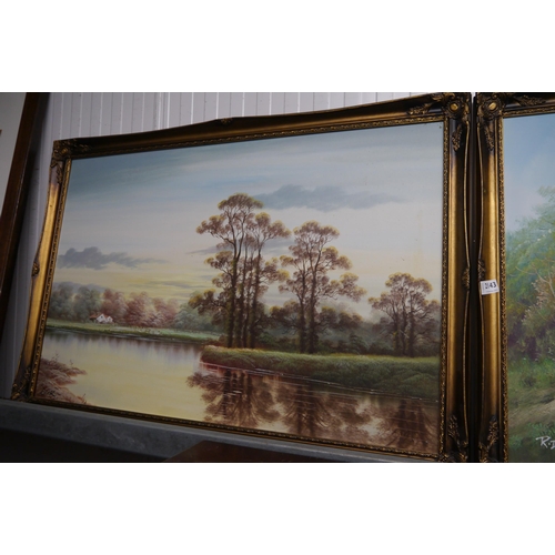 2138 - A pair of gilt framed oils on canvas of waterscapes