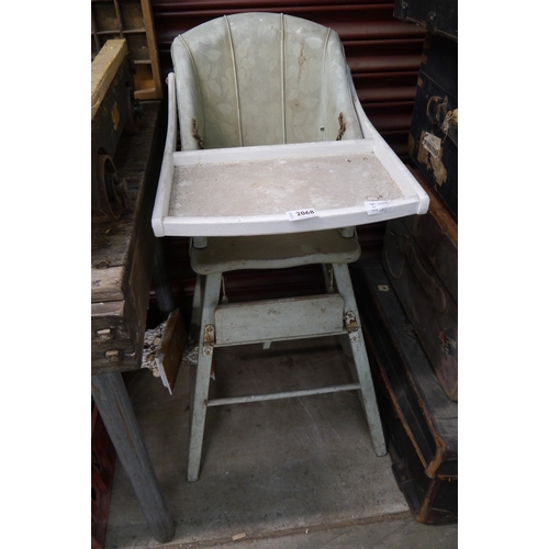 2068 - A vintage metamorphic high chair, painted in white