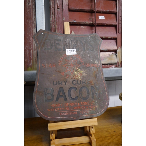 2073 - A 'Denny's Dry Cure Bacon' brass sign