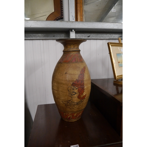 2099 - A Thai painted terracotta vase 51cm