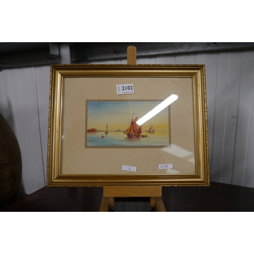 2102 - A pair of early 20th Century marine watercolours, gilt framed by G M Avondale