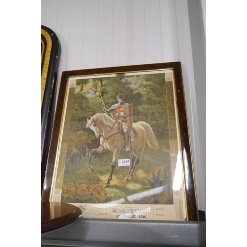 2107 - A framed print of St George on horseback