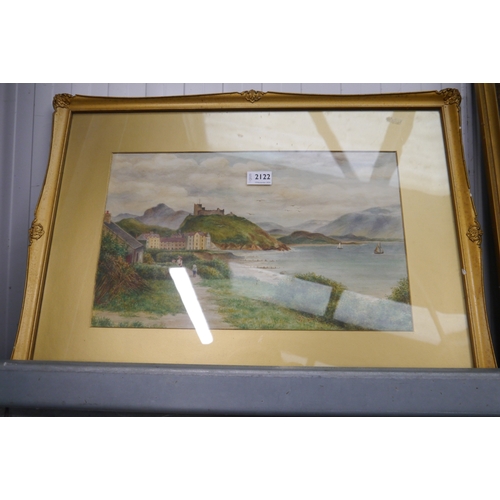 2122 - GRACE HAWKINS: An early 20th Century watercolour of Criccieth Bay, North Wales and another