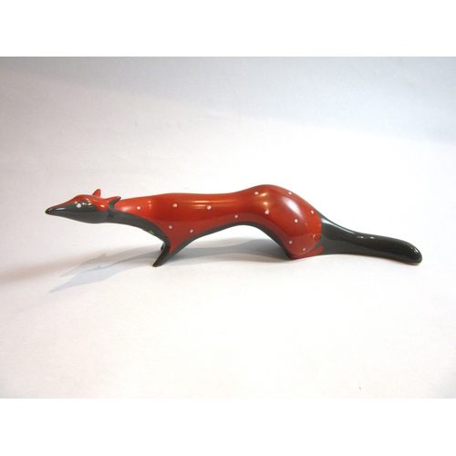 6064 - A Colin Melbourne for Beswick 1950s fox figure, orange tone with white dots, stylised form, 21cm lon... 