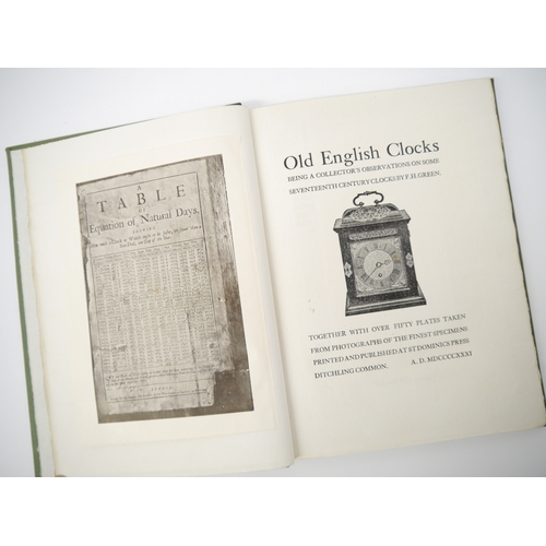 5003 - (St. Dominic's Press.) F.H. Green: 'Old English Clocks. Being a Collector's Observations on Some Sev... 