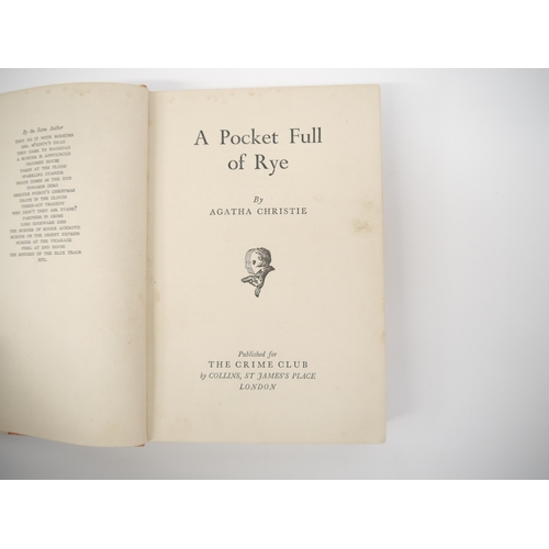 5083 - Agatha Christie: 'A Pocket Full of Rye', London, Collins Crime Club, 1953, 1st edition, original clo... 