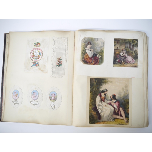 5222 - A folio album containing approximately 150 valentines and friendship cards, plus other 18th & 19th C... 