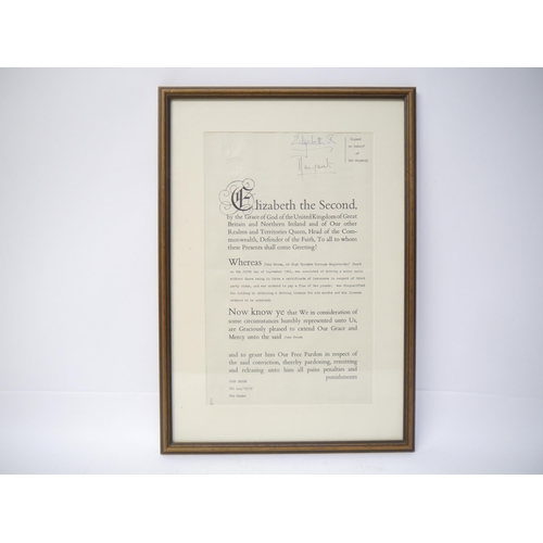 5229 - An uncommon document signed, signed by Queen Elizabeth The Queen Mother (1900-2002), “Elizabeth R.,