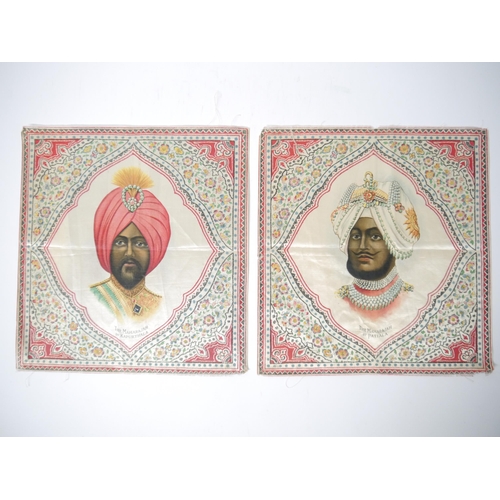 5289 - (India, Sikh interest.) Two vintage Indian silks depicting Bhupinder Singh, Maharaja of Patiala (189... 